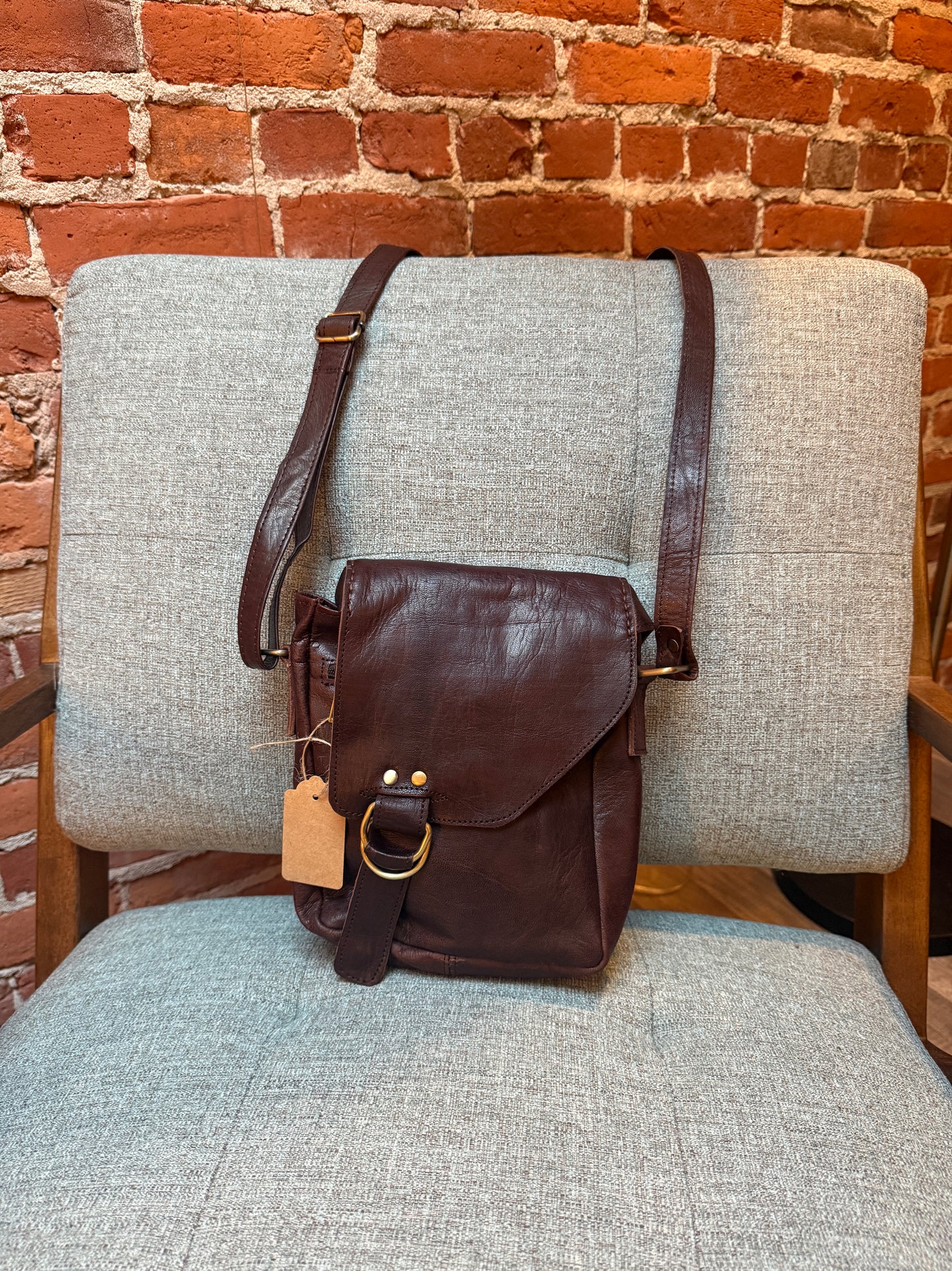 Handmade Brown Leather Crossbody Bag Made in Morocco - No. BAG156