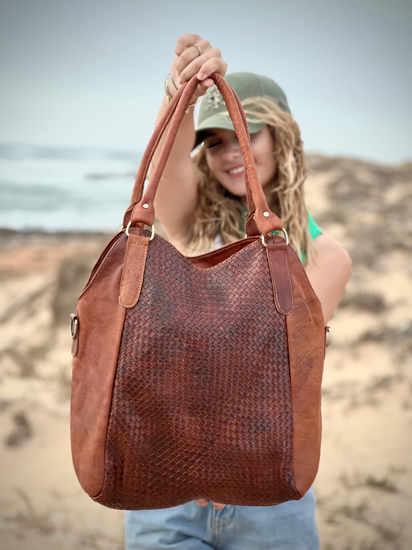 Handmade Woven Braided Leather bag Made in Morocco - No. BAG155