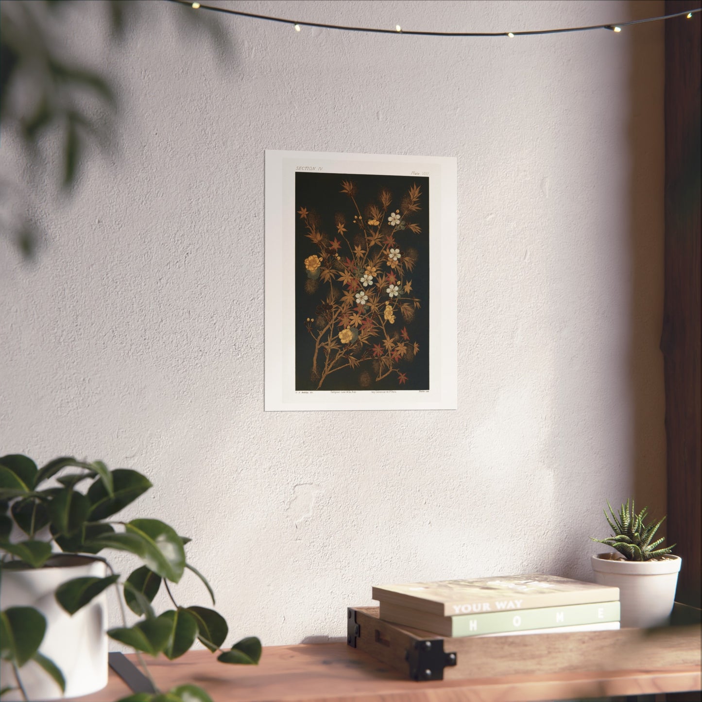 Japanese Autumn Flowers & Tree Giclée Print