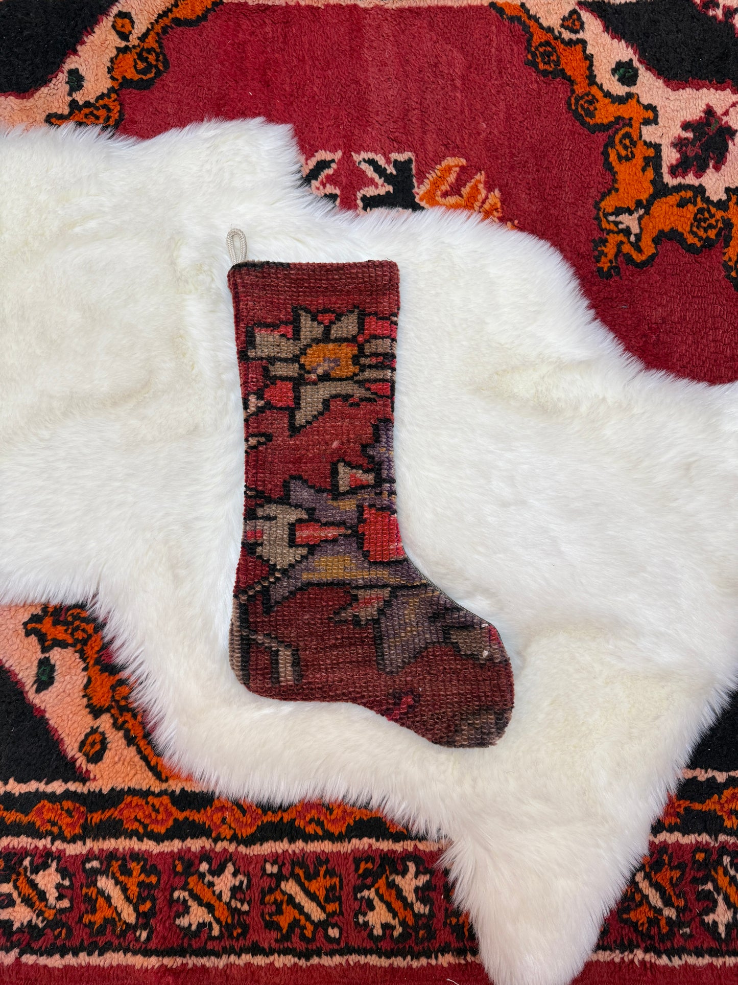 No. S228 - Vintage Turkish Rug Holiday Stocking