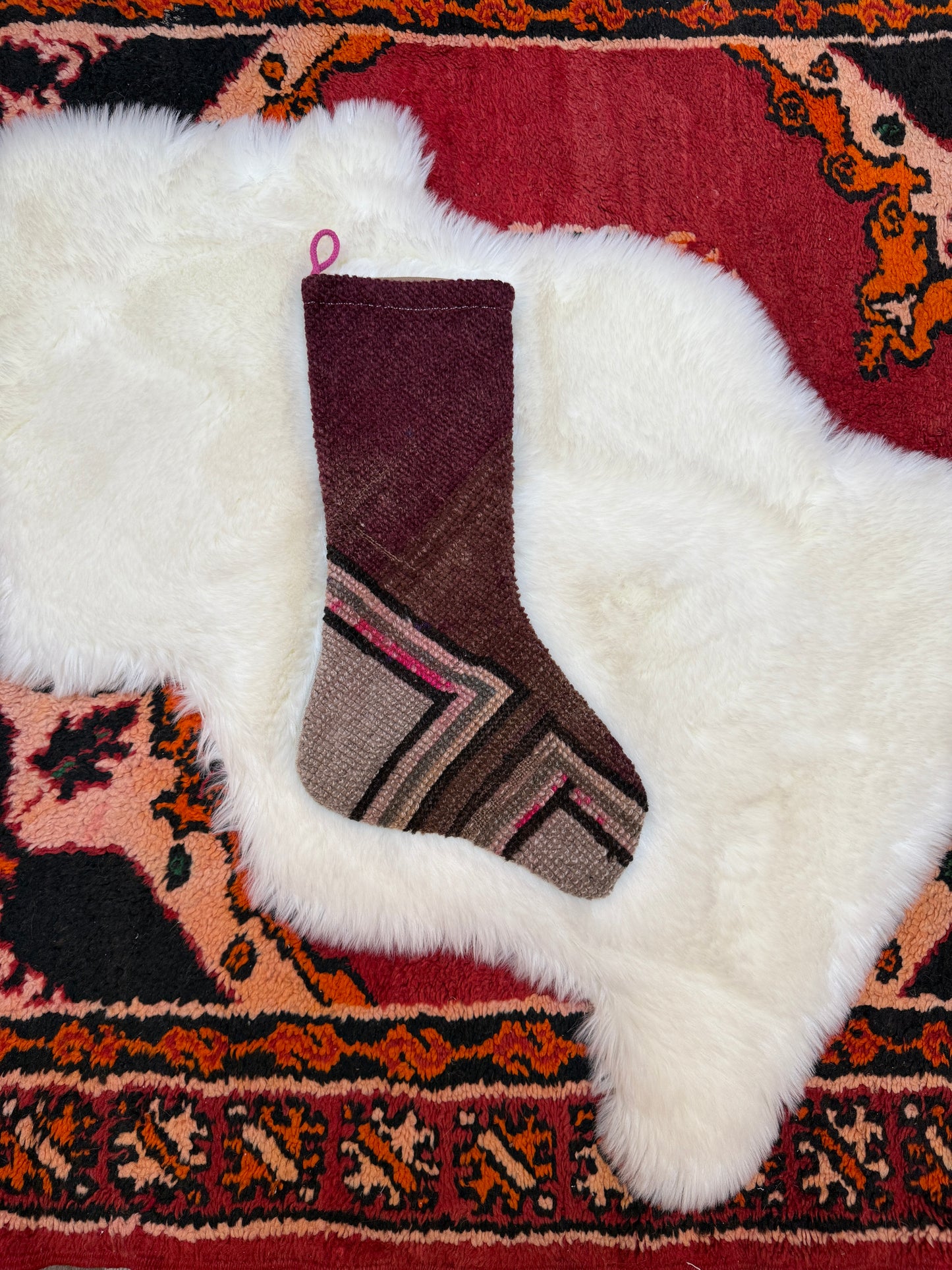 No. S236 - Vintage Turkish Rug Holiday Stocking