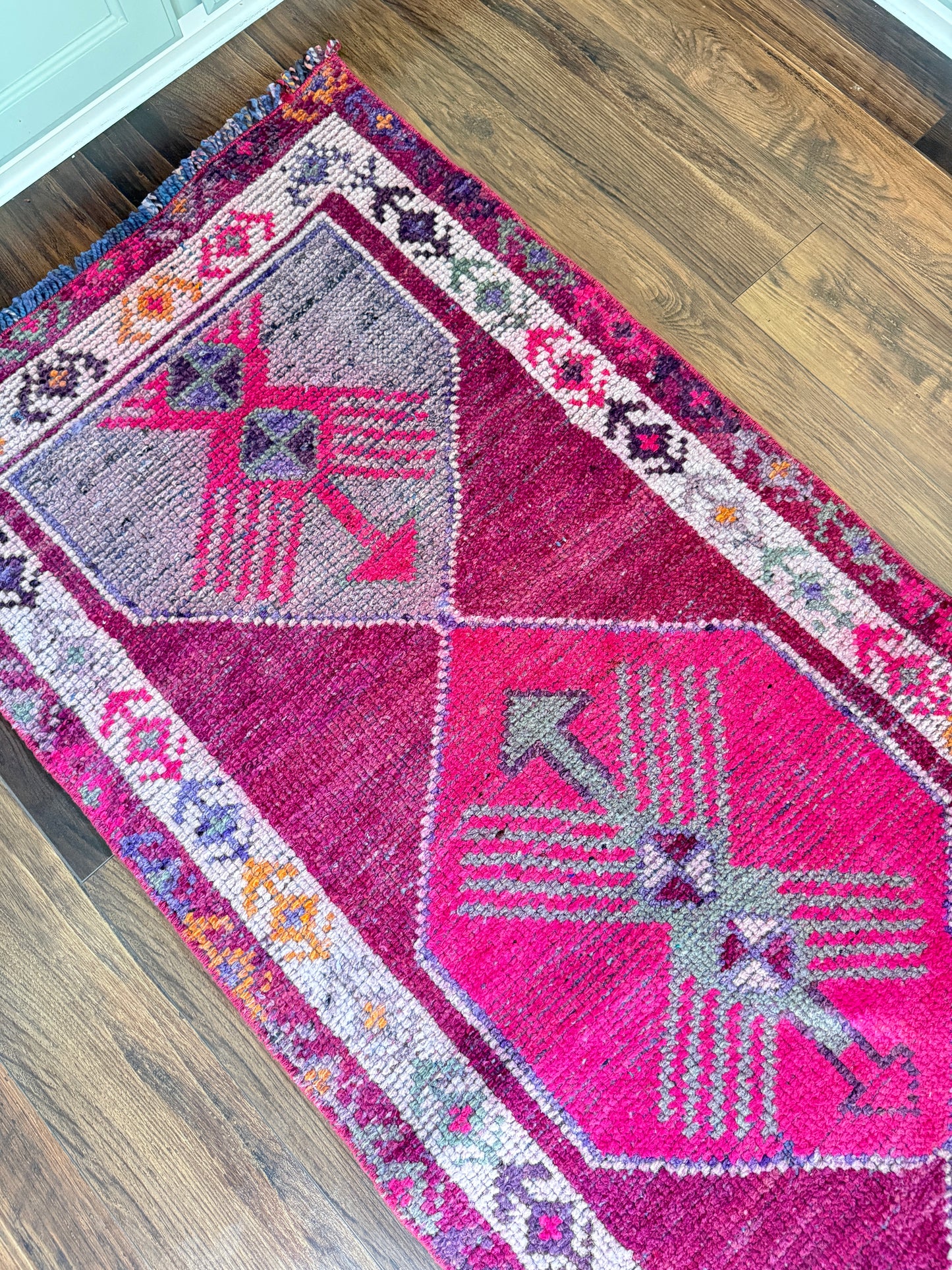 Vintage Turkish Herki Runner Rug No. R1223 - 2.4’x11.8’