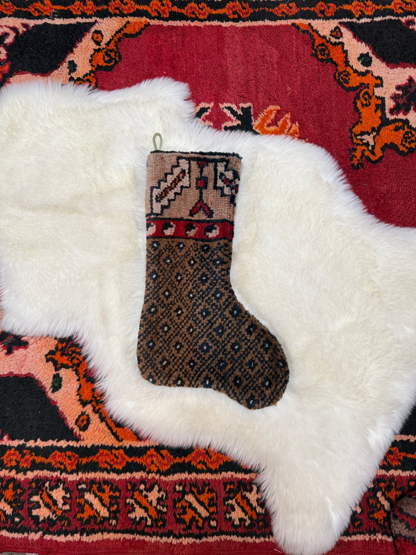 No. S243 - Vintage Turkish Rug Holiday Stocking