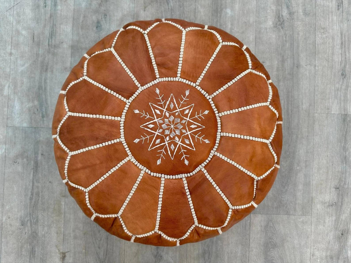 Moroccan Ottoman pouf - Handmade Leather Pouf: Pink