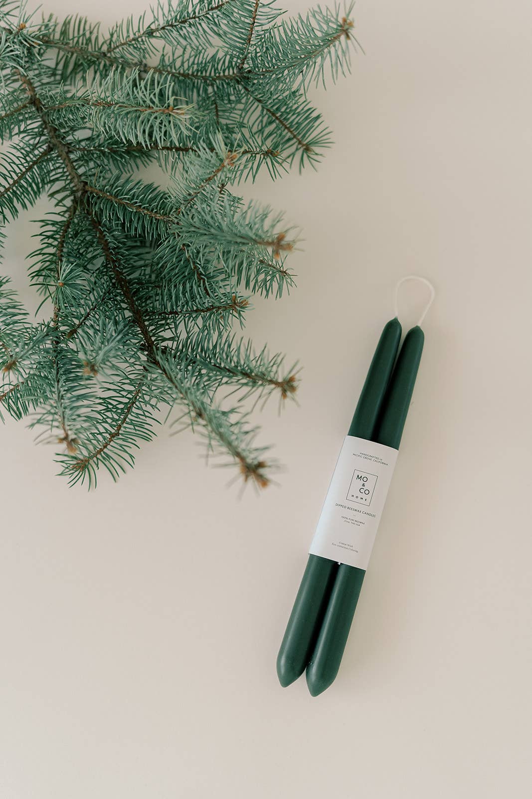Forest Green | Dipped Beeswax Taper Candles | All Natural: 14 Inch