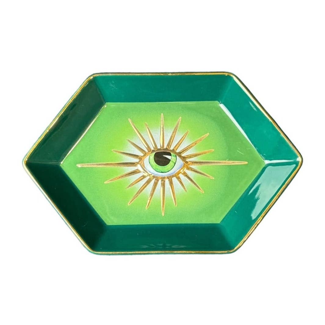 Evil Eye Trinket Dish Green