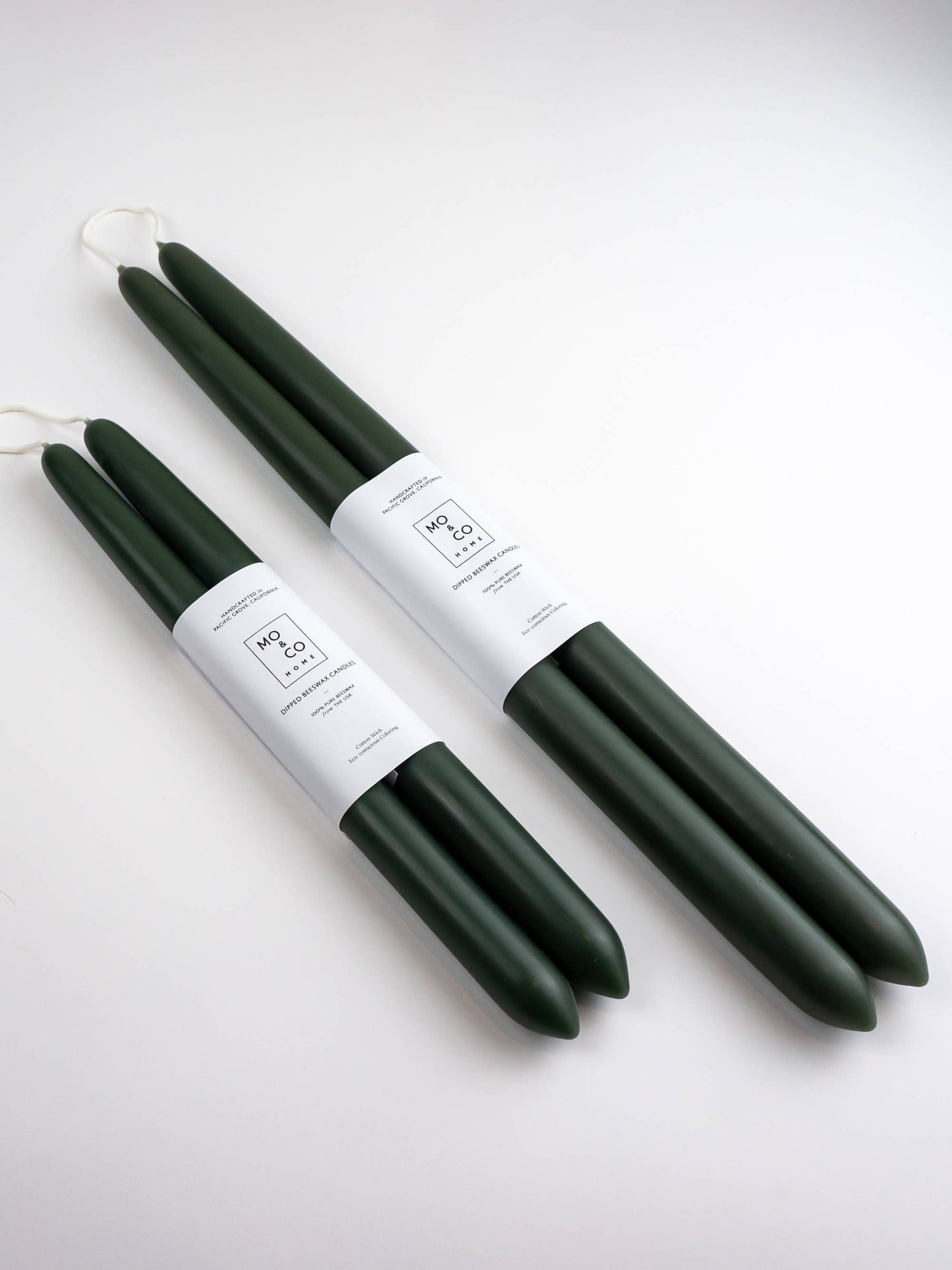 Forest Green | Dipped Beeswax Taper Candles | All Natural: 14 Inch