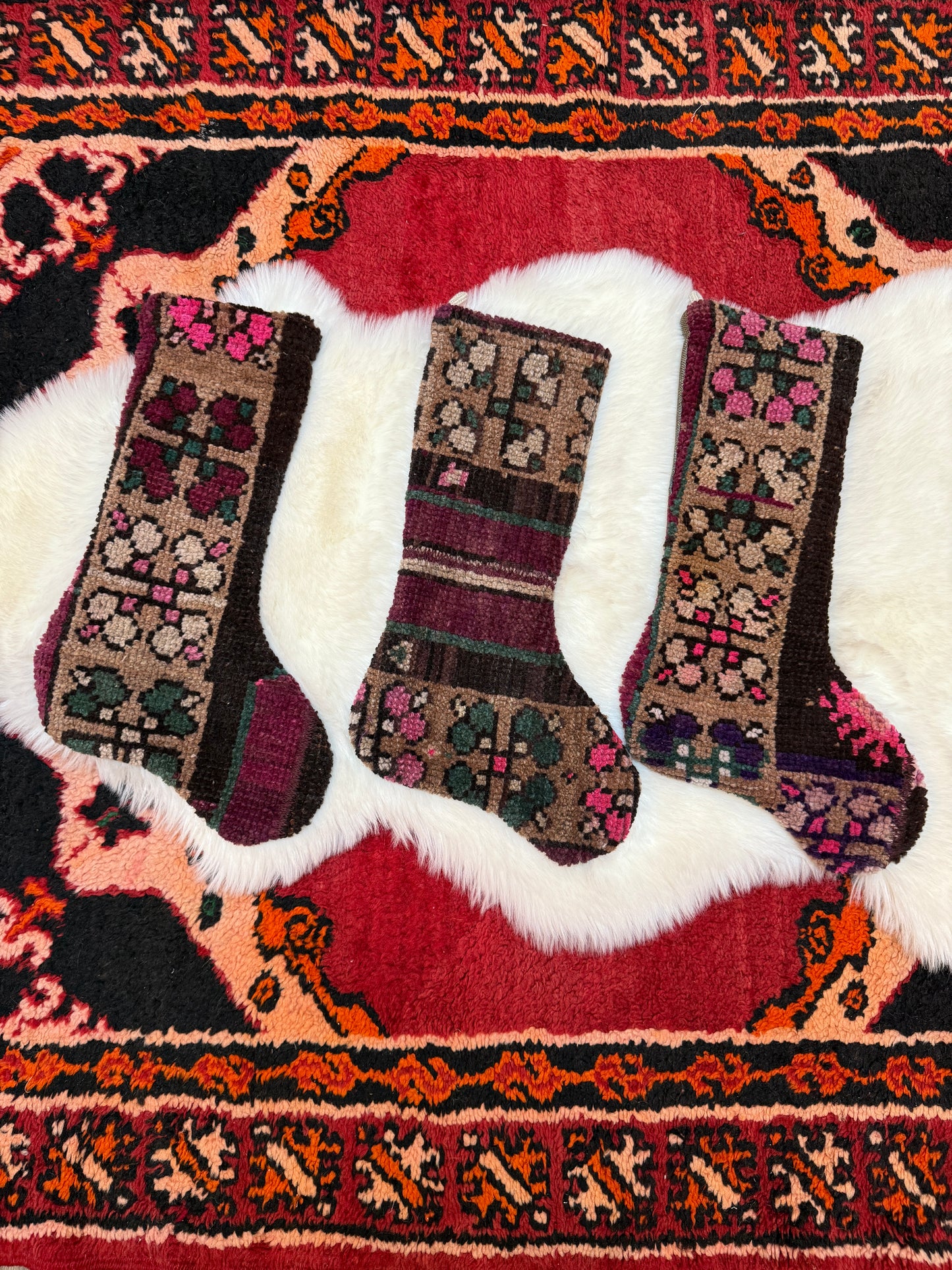 No. S257 - Vintage Turkish Rug Holiday Stocking