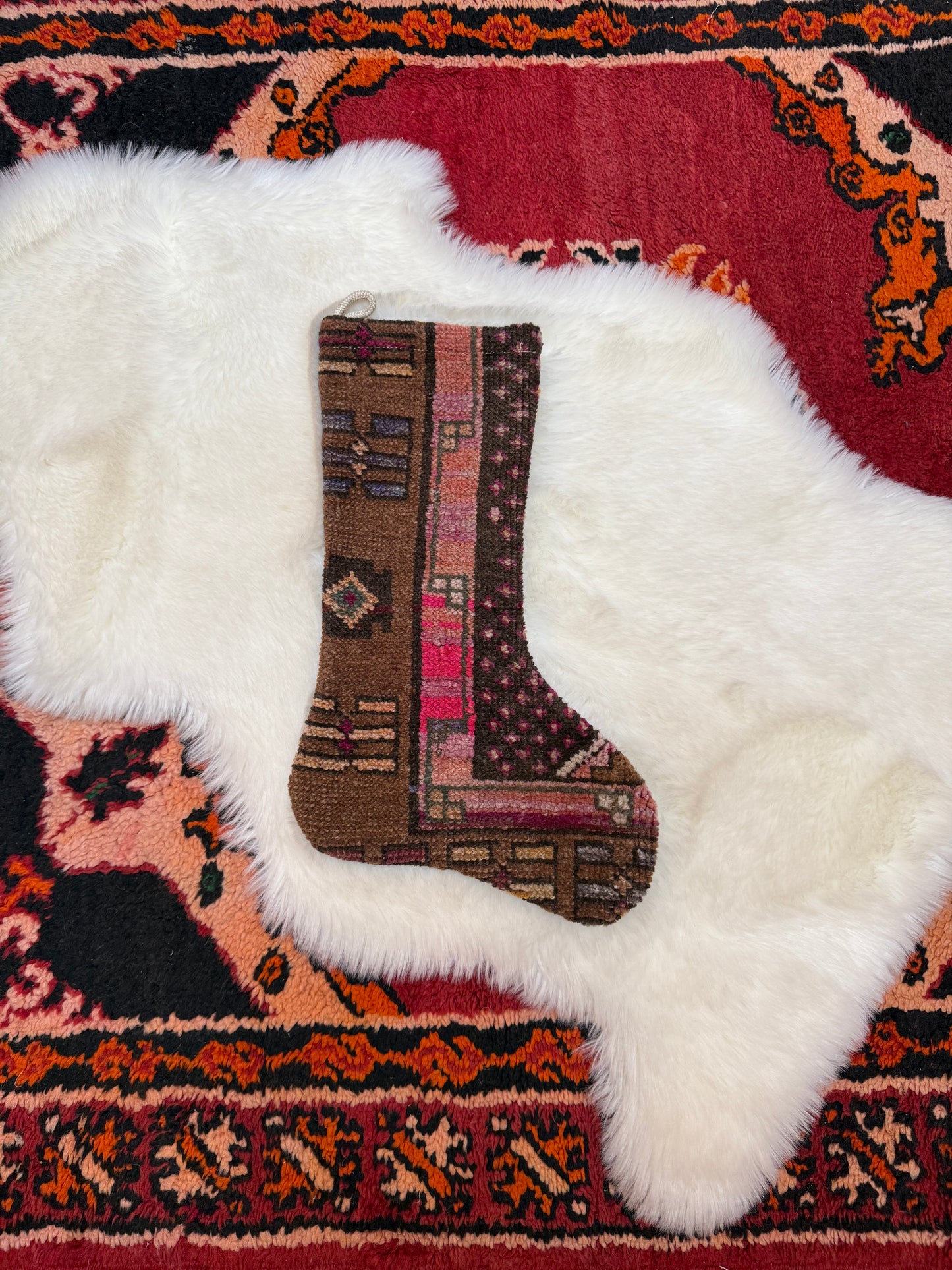 No. S256 - Vintage Turkish Rug Holiday Stocking