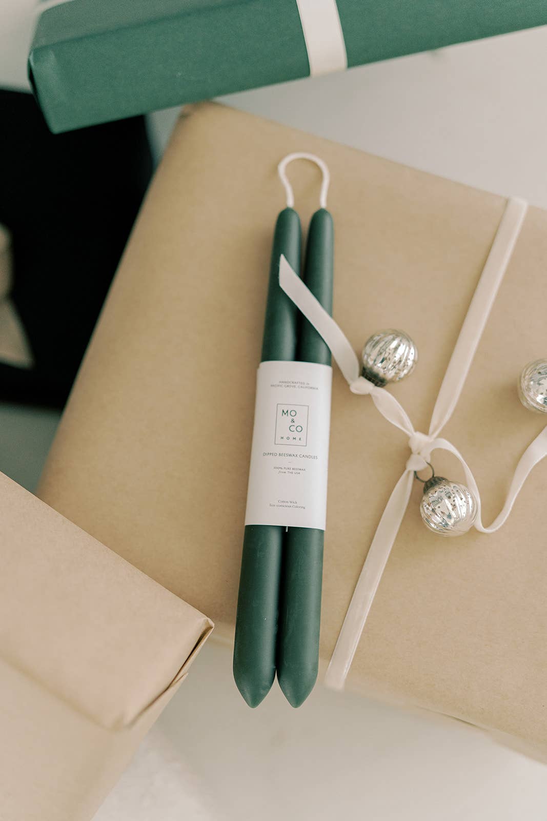 Forest Green | Dipped Beeswax Taper Candles | All Natural: 14 Inch