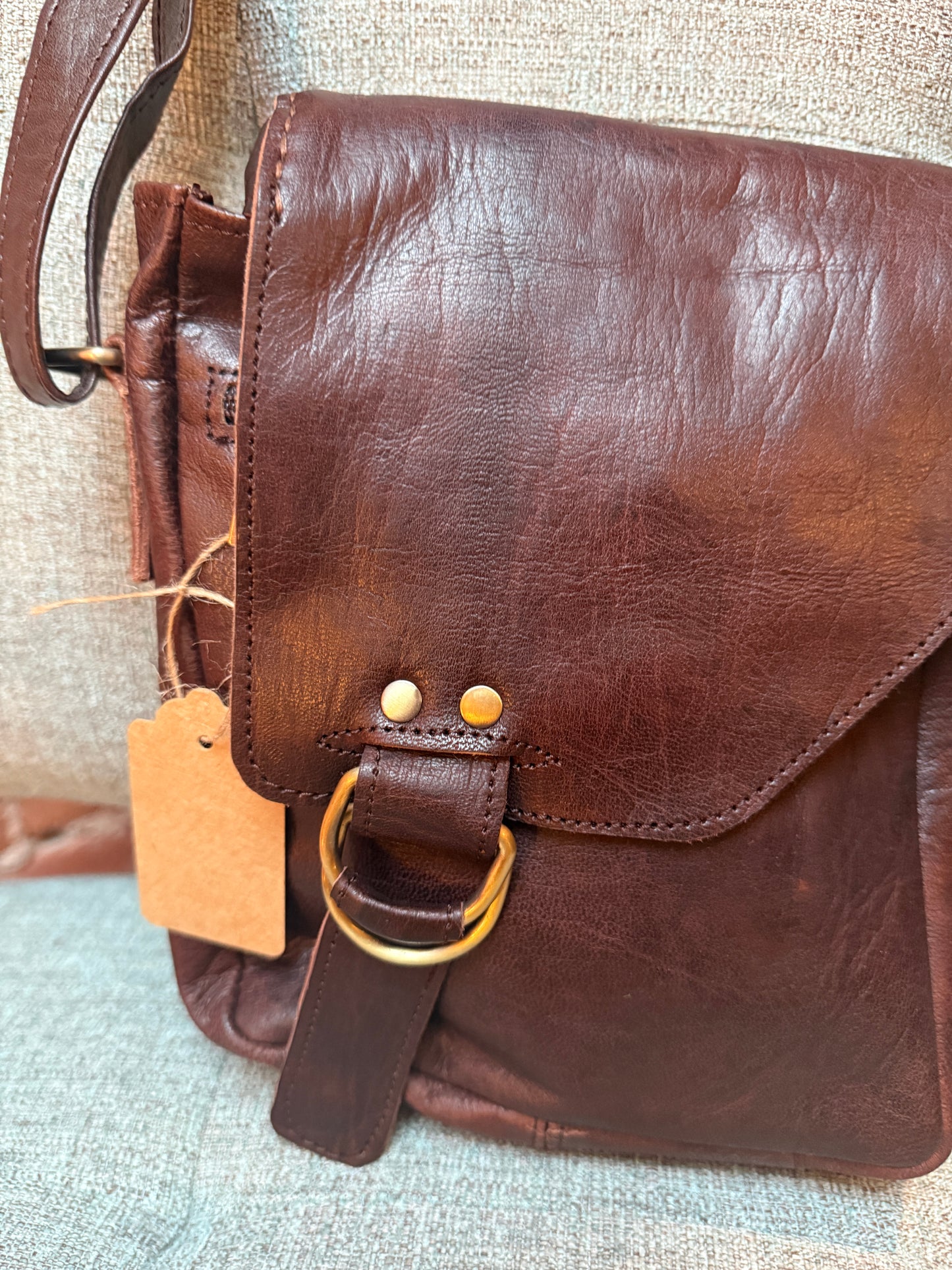 Handmade Brown Leather Crossbody Bag Made in Morocco - No. BAG156