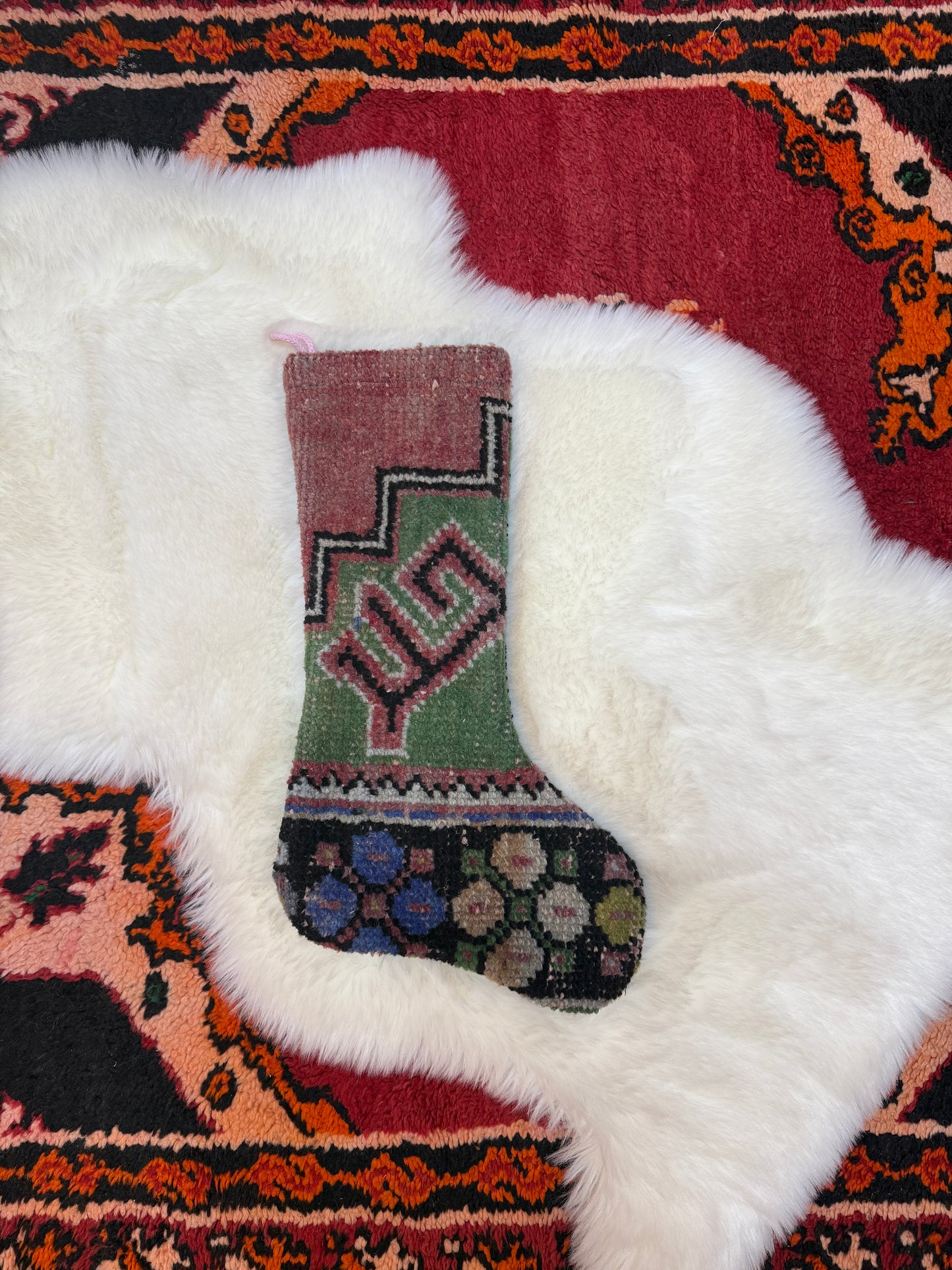 No. S223 - Vintage Turkish Rug Holiday Stocking