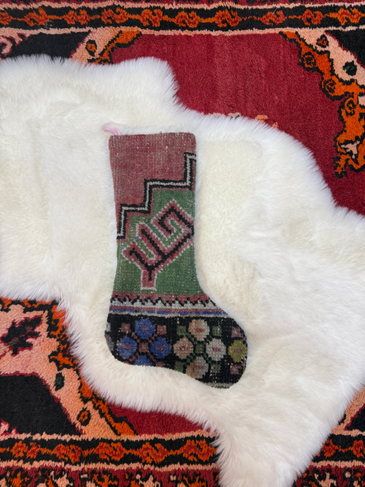 No. S223 - Vintage Turkish Rug Holiday Stocking