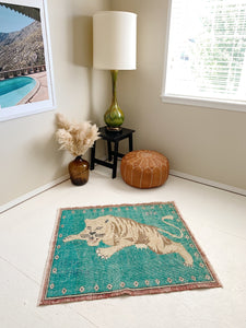 Reserved for Sarah - No. A1061 - 3.3' x 3.7' Extremely Rare Vintage Turkish Tiger Area Rug