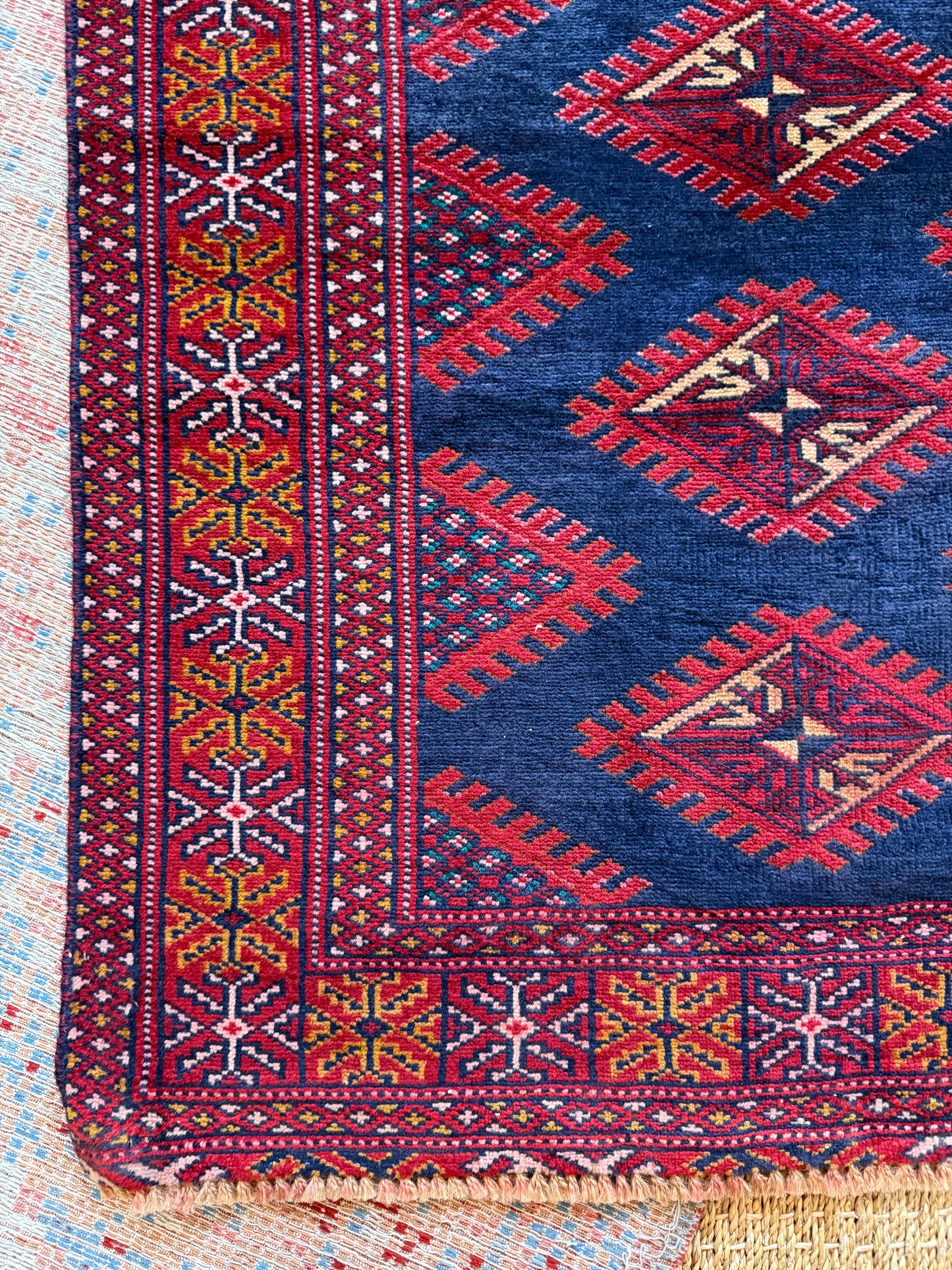 Vintage Afghan Bokhara Area Rug No. A1198 - 2.6'x3.7'