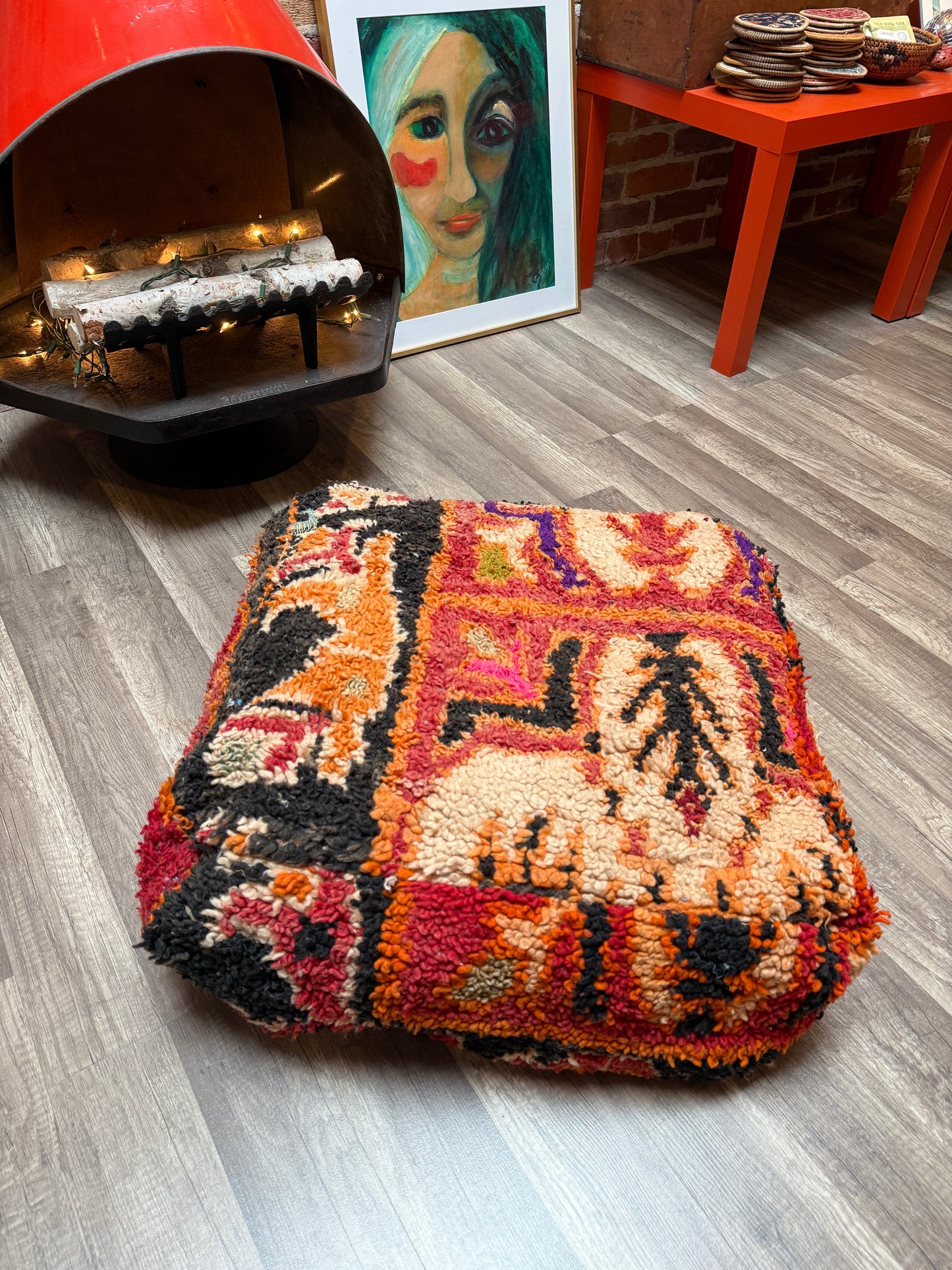 Moroccan Rug Floor Pouf / Pet Bed #366