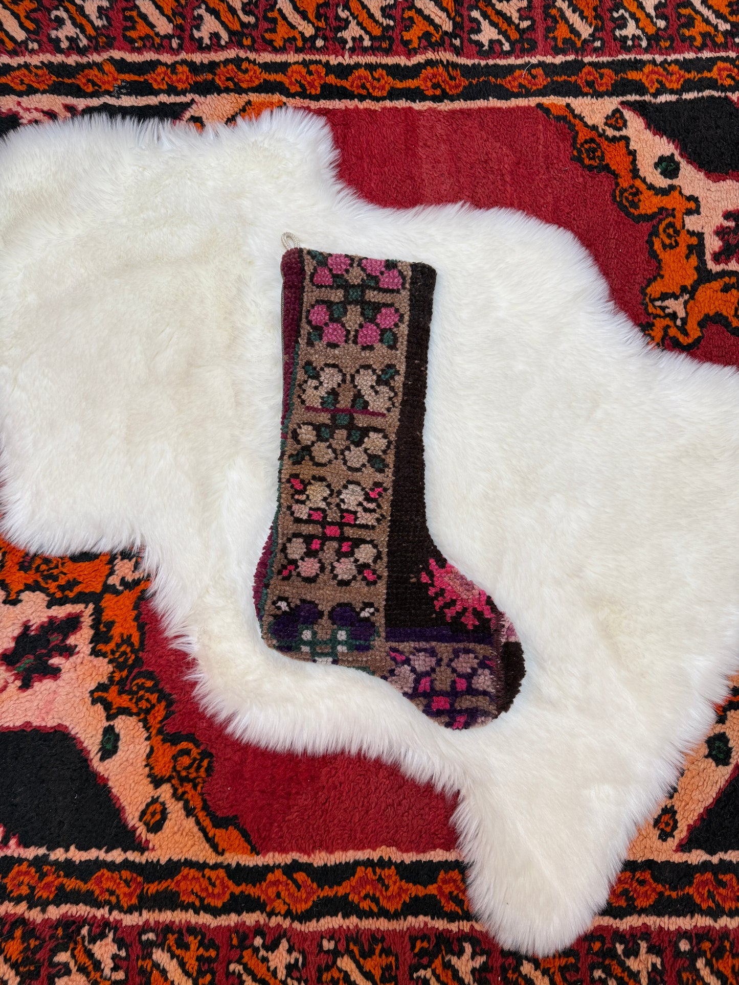 No. S257 - Vintage Turkish Rug Holiday Stocking