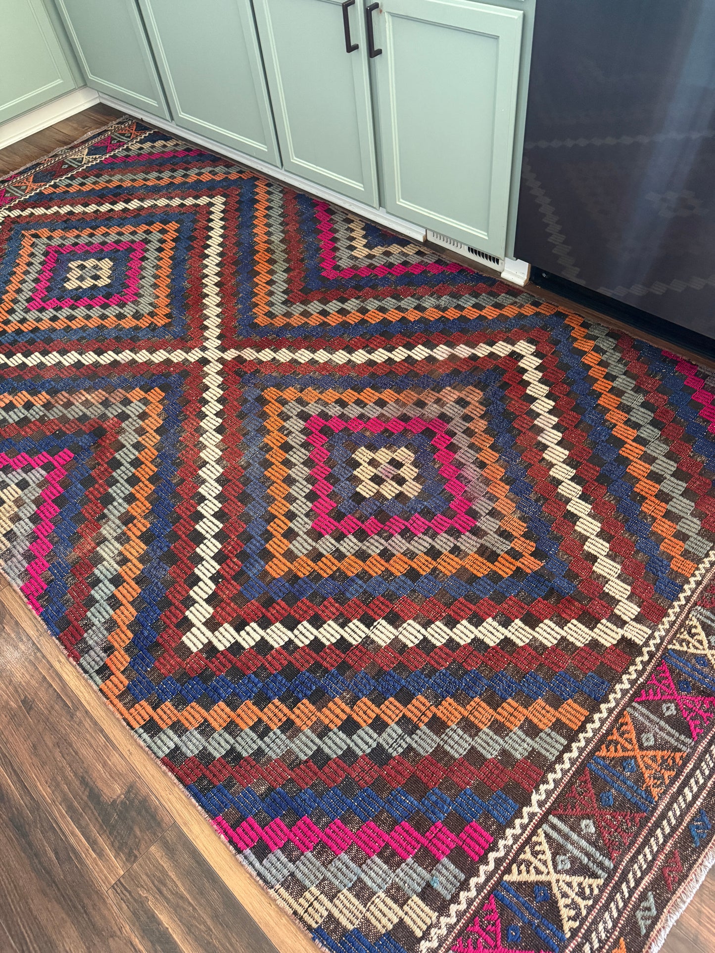 Vintage Turkish Kilim Area Rug No. A1224 - 4.8’x9.8’