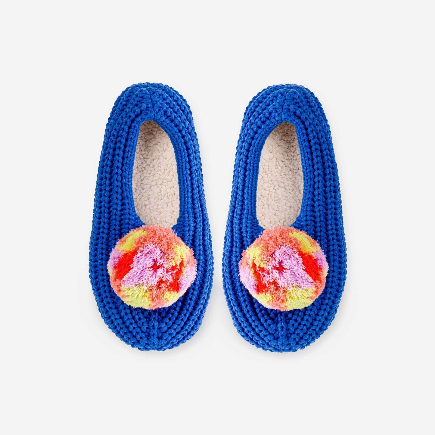 Marble Pom Knit Slippers: Lilac / M/L - W 8-10