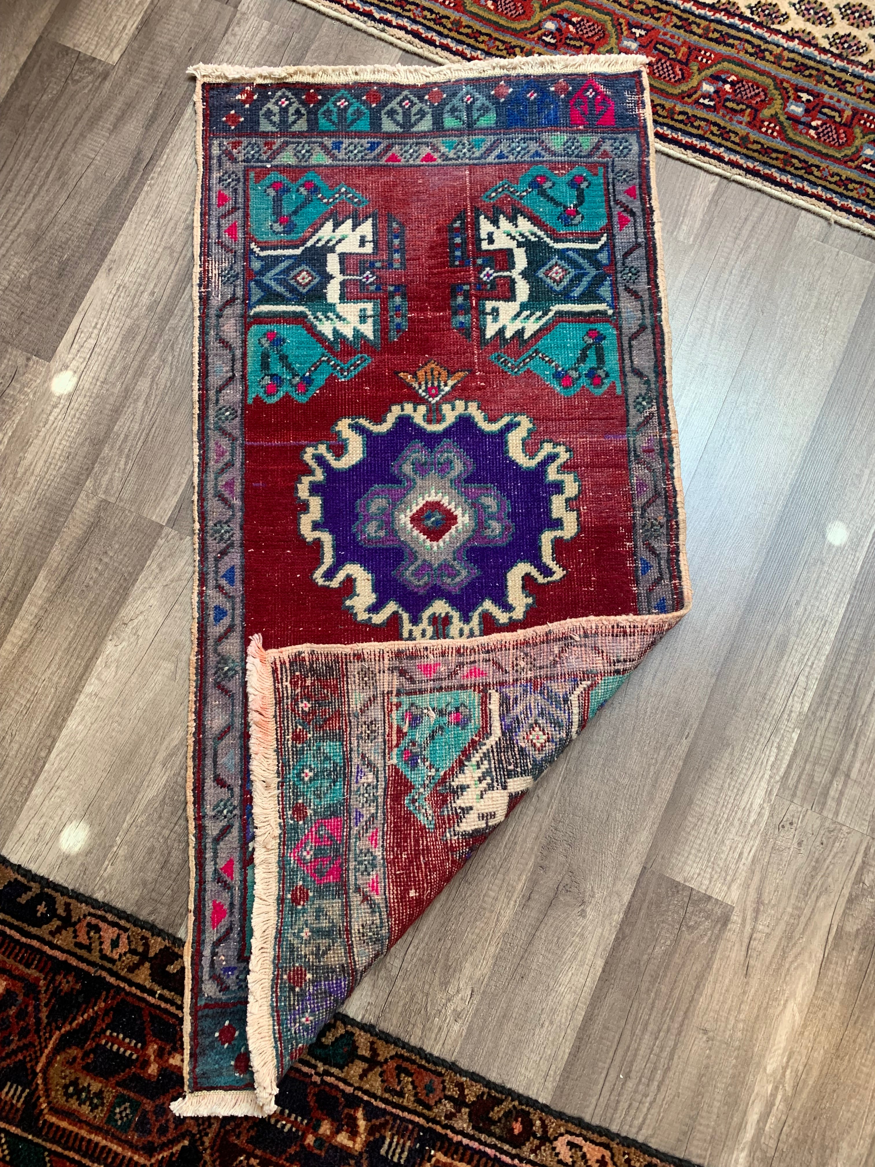 85×198 ViNTAGE TURKiSH RUG Vintage Turkish Mini Rug 1.8'x3.8' - No. 677 – Velvet & Shag
