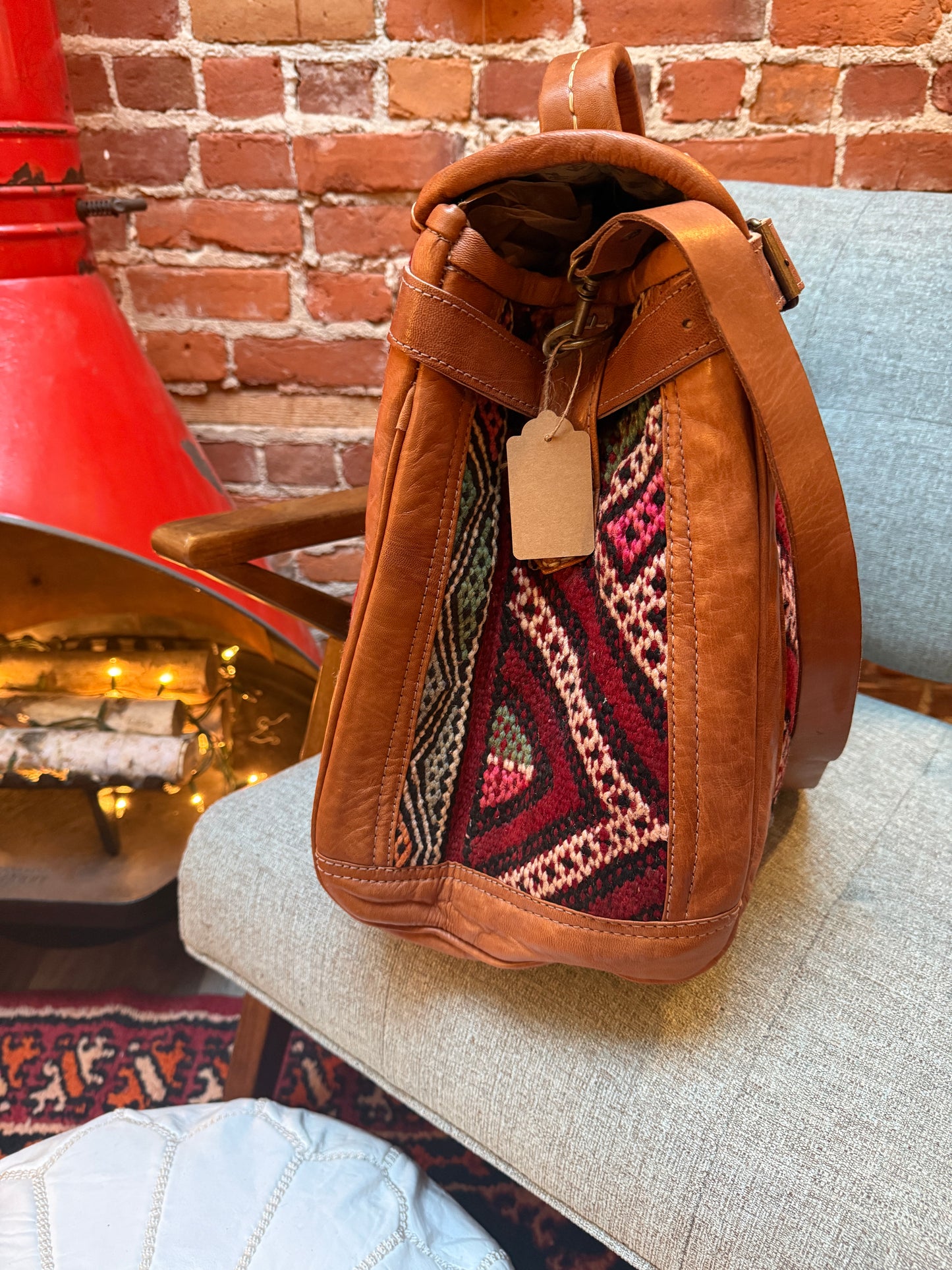 Kilim Duffle Weekend Bag | Handmade Leather Travel Bag Made in Morocco - No. BAG158