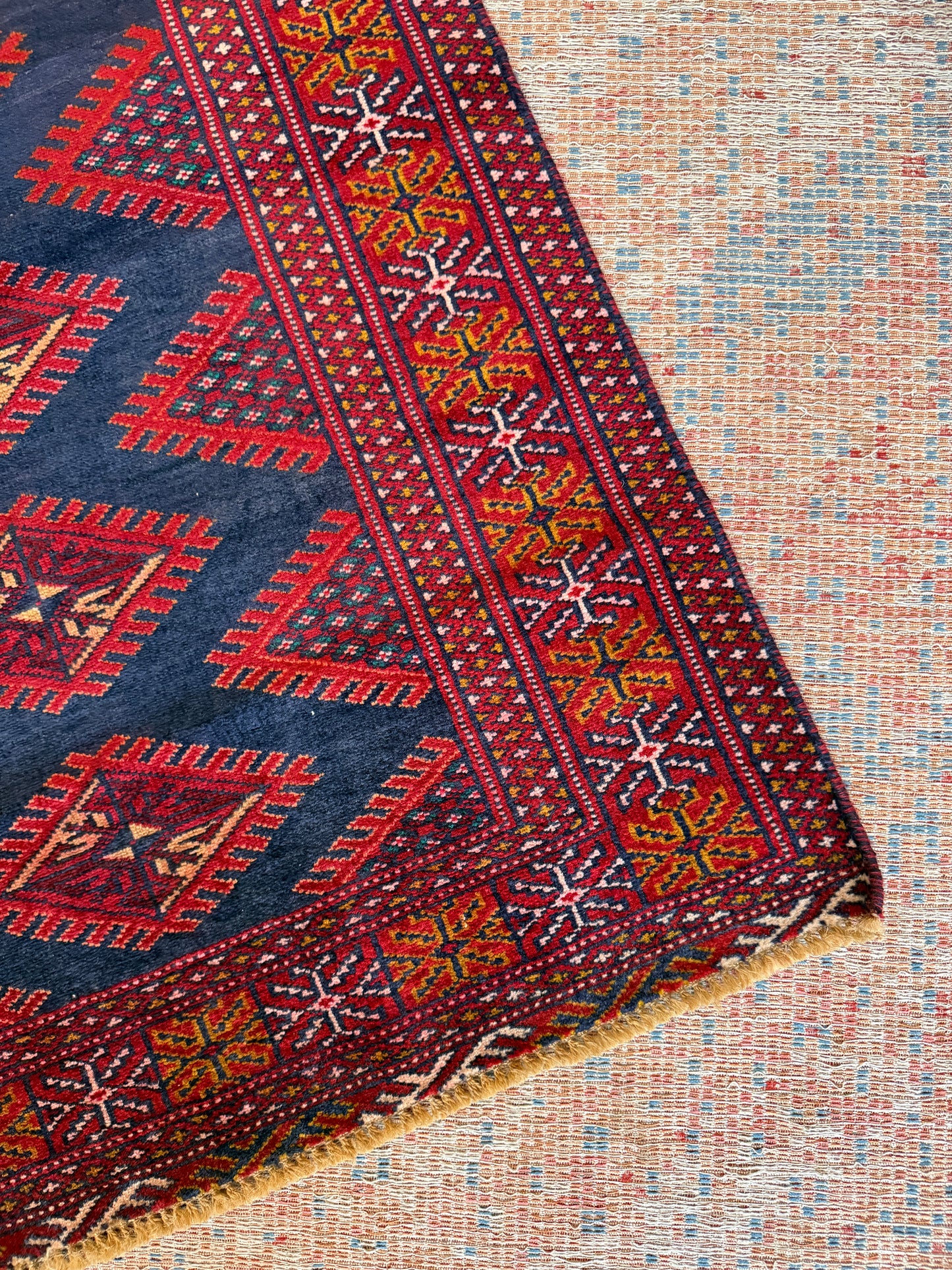 Vintage Afghan Bokhara Area Rug No. A1198 - 2.6'x3.7'