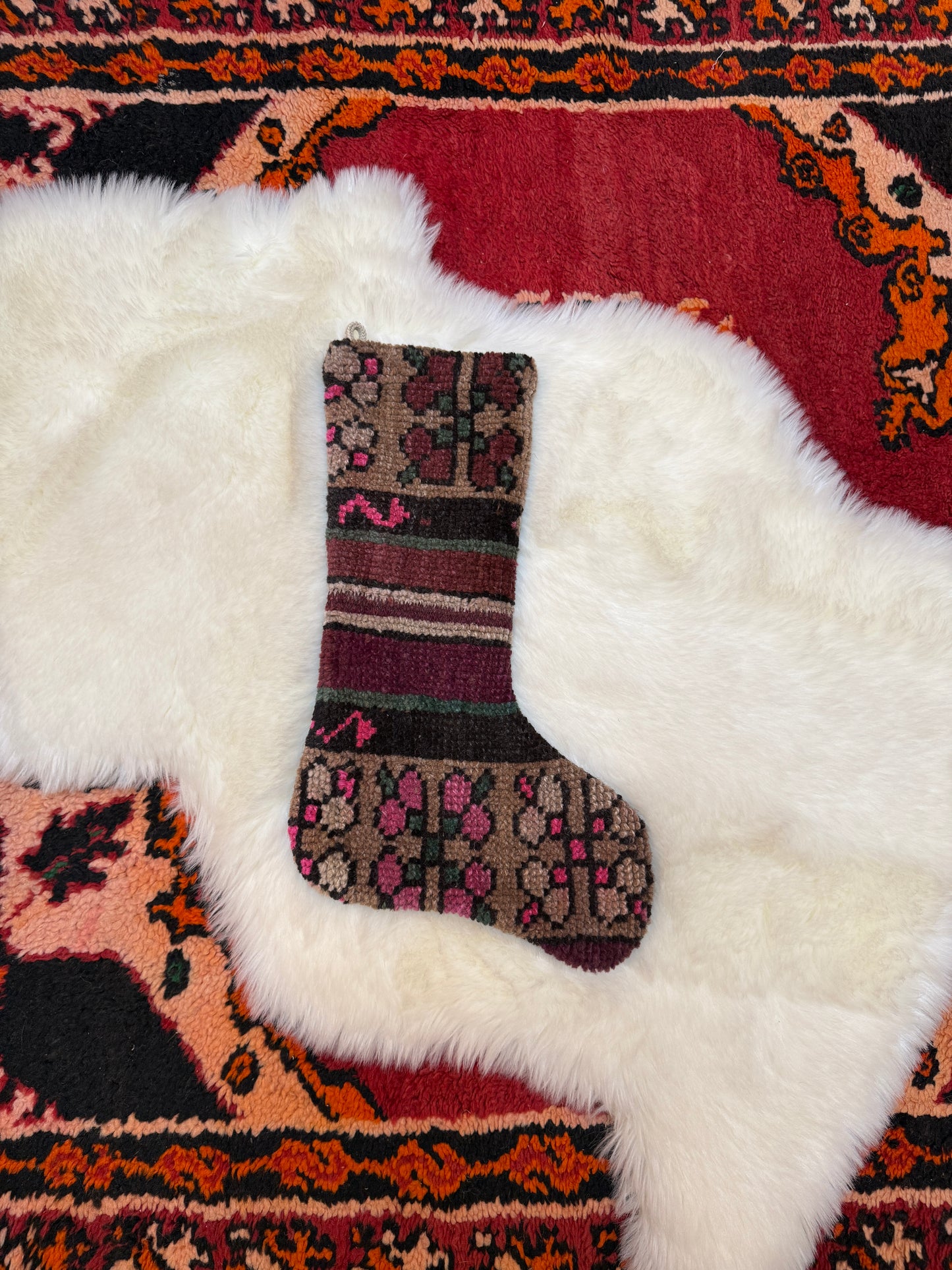 No. S237 - Vintage Turkish Rug Holiday Stocking