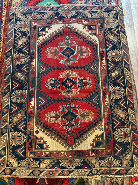 Vintage Turkish Kars Area Rug No. A1196 - 4.2'x5.6'