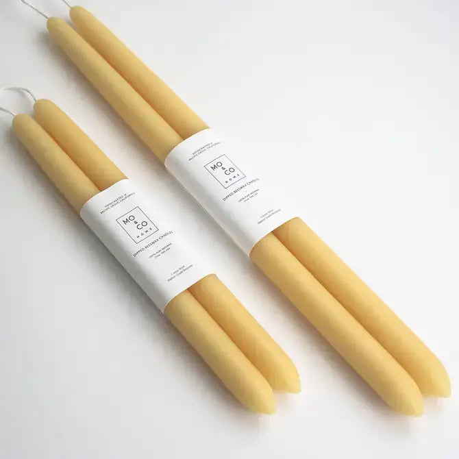 100% Beeswax Dipped Taper Candles | All Natural, Handmade: Clay / Large (14" Long)