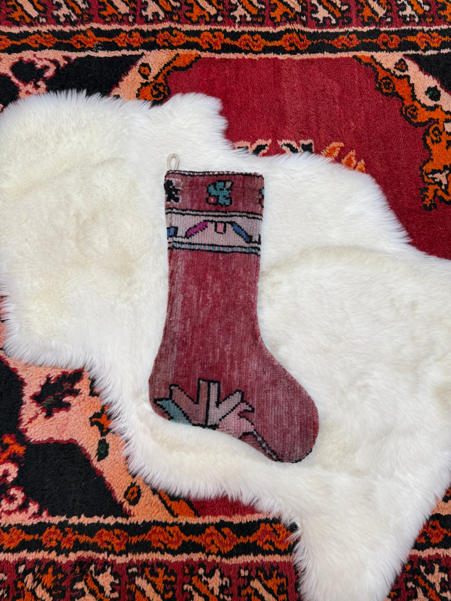 No. S249 - Vintage Turkish Rug Holiday Stocking