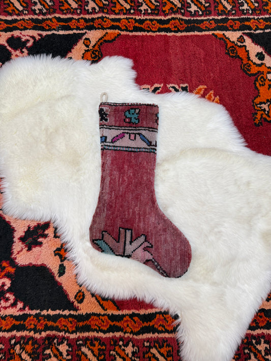 No. S249 - Vintage Turkish Rug Holiday Stocking