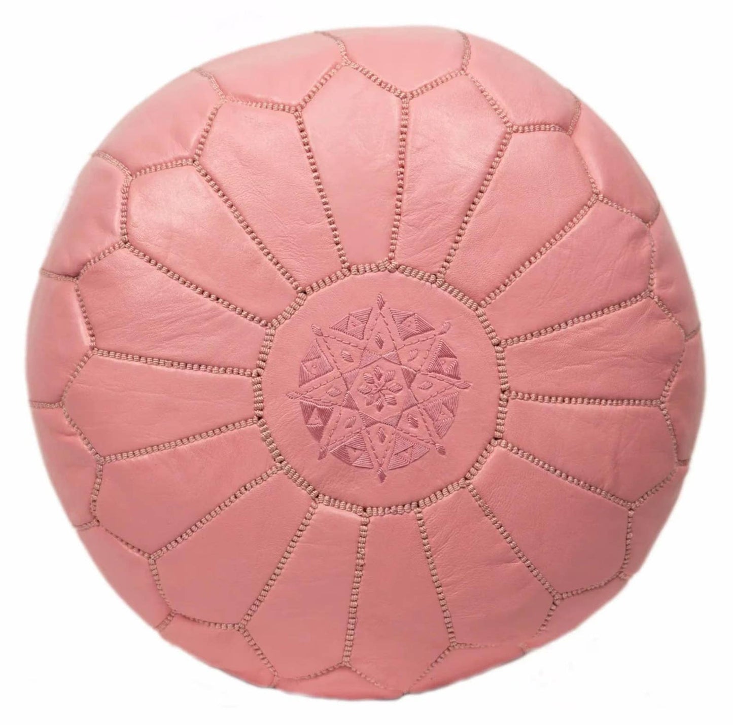 Moroccan Ottoman pouf - Handmade Leather Pouf: Pink