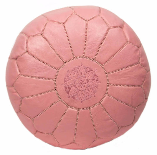Moroccan Ottoman pouf - Handmade Leather Pouf: Pink