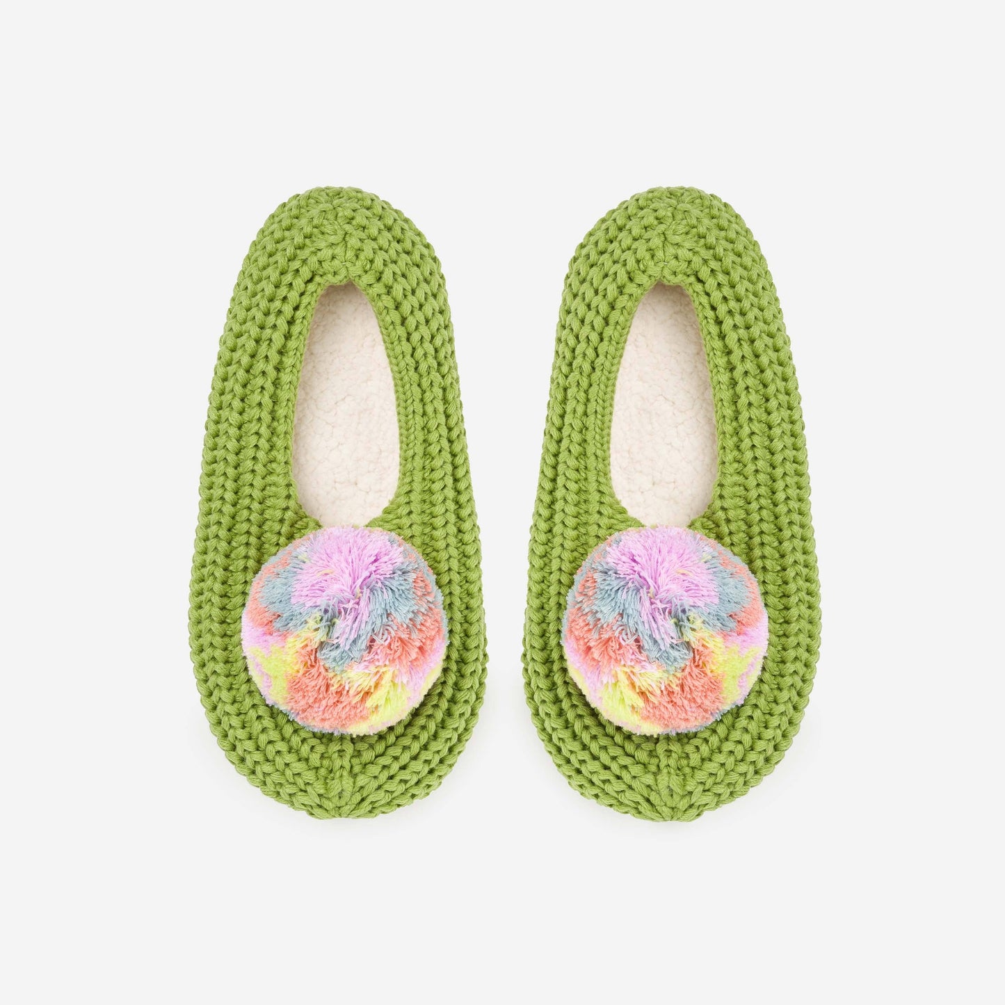 Marble Pom Knit Slippers: Lilac / M/L - W 8-10