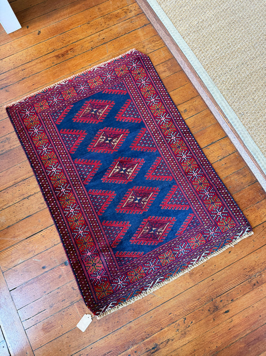 Vintage Afghan Bokhara Area Rug No. A1198 - 2.6'x3.7'