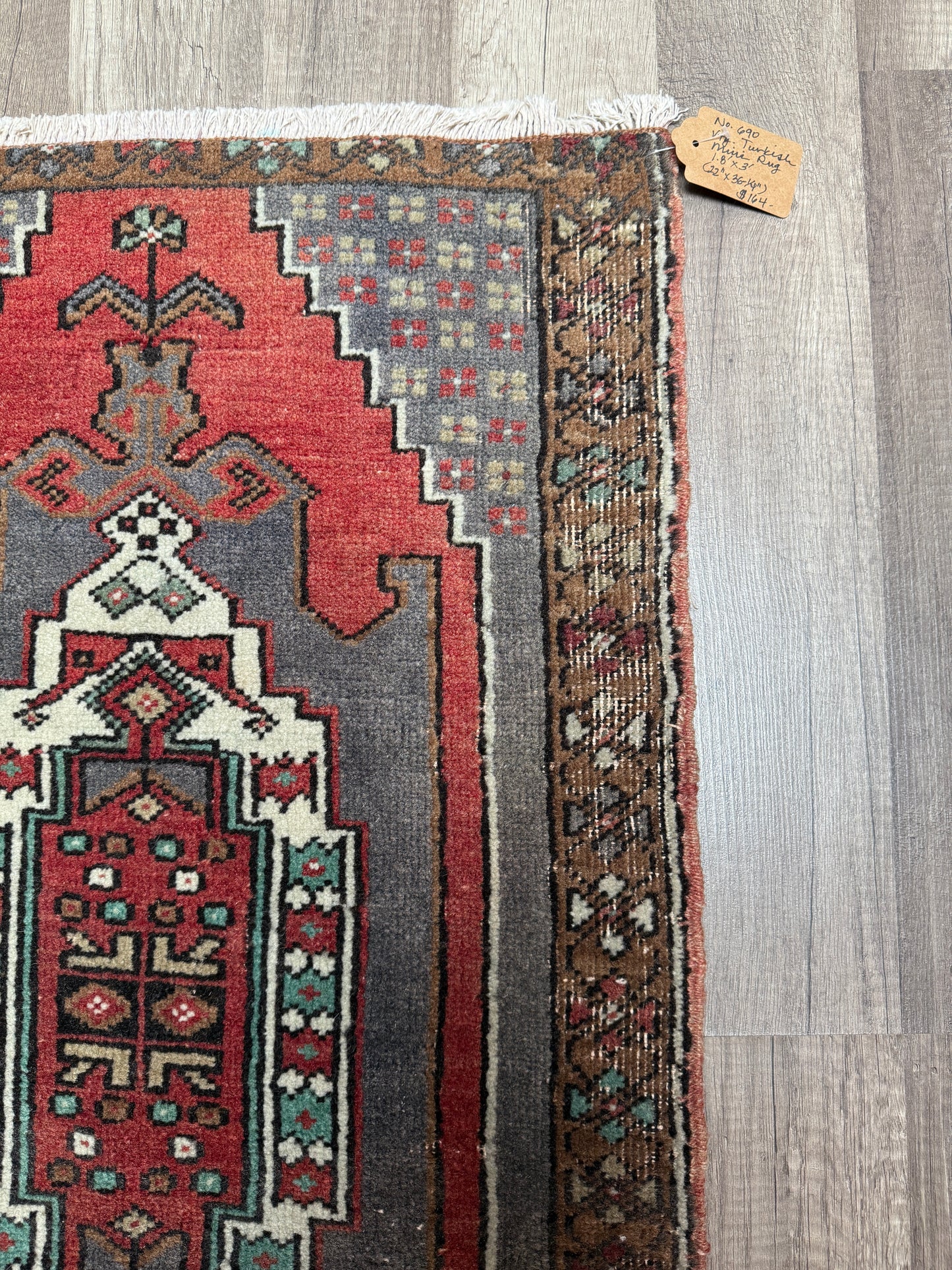 Vintage Turkish Mini Rug 1.8’x3' - No. 690