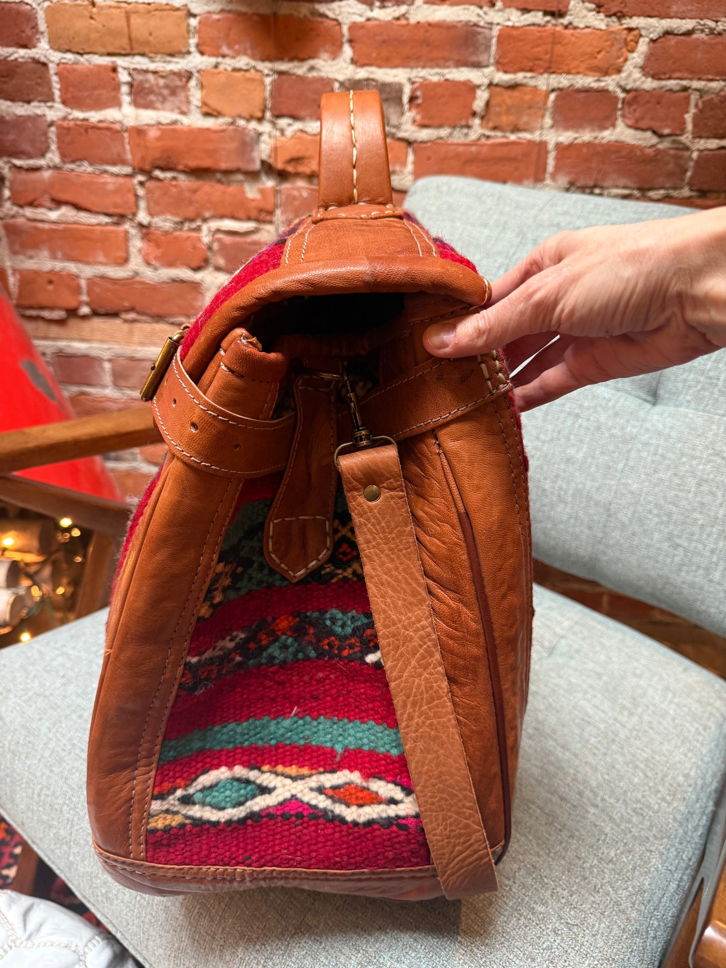 Kilim Duffle Weekend Bag | Handmade Leather Travel Bag Made in Morocco - No. BAG157