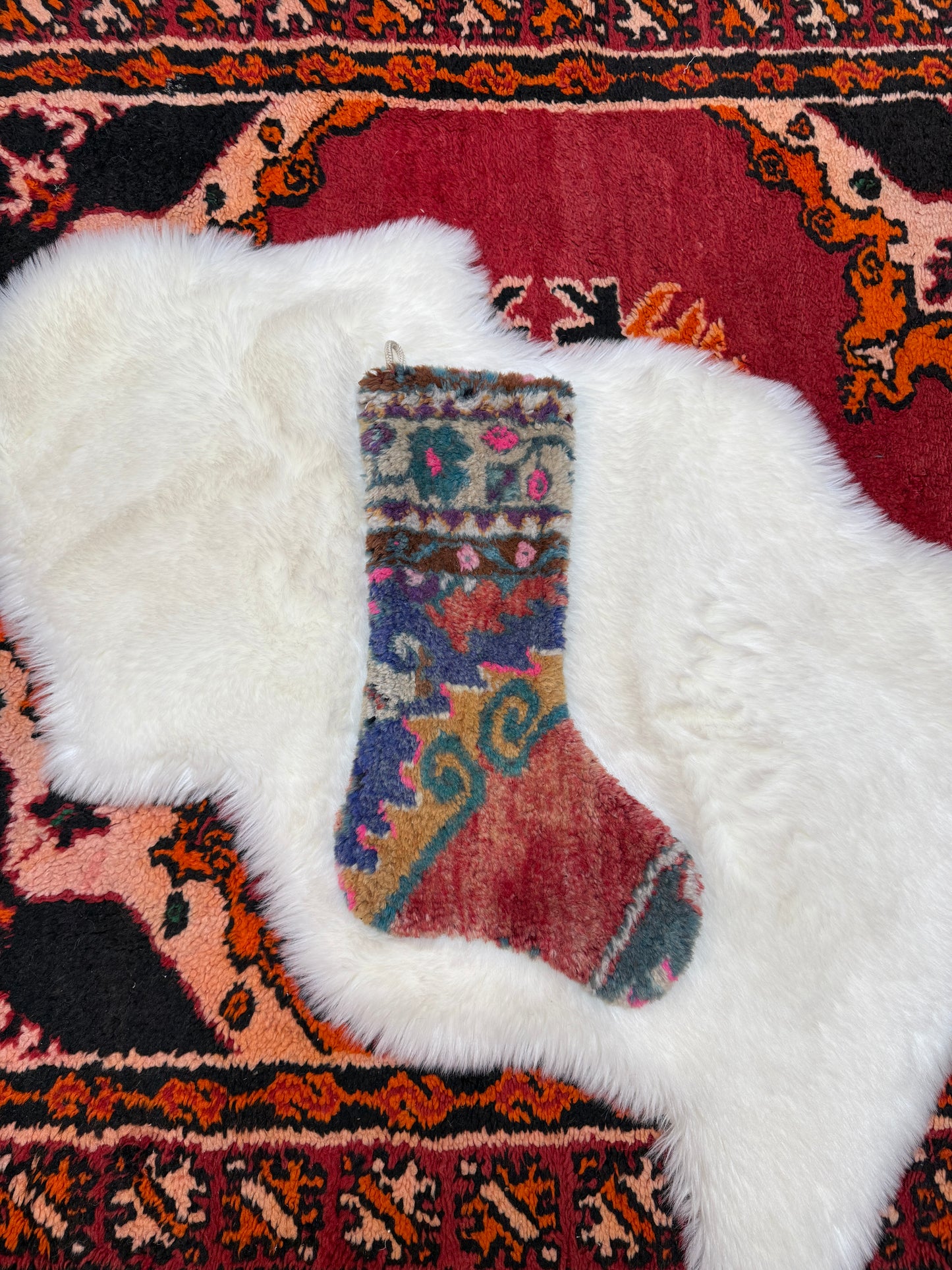 No. S248 - Vintage Turkish Rug Holiday Stocking