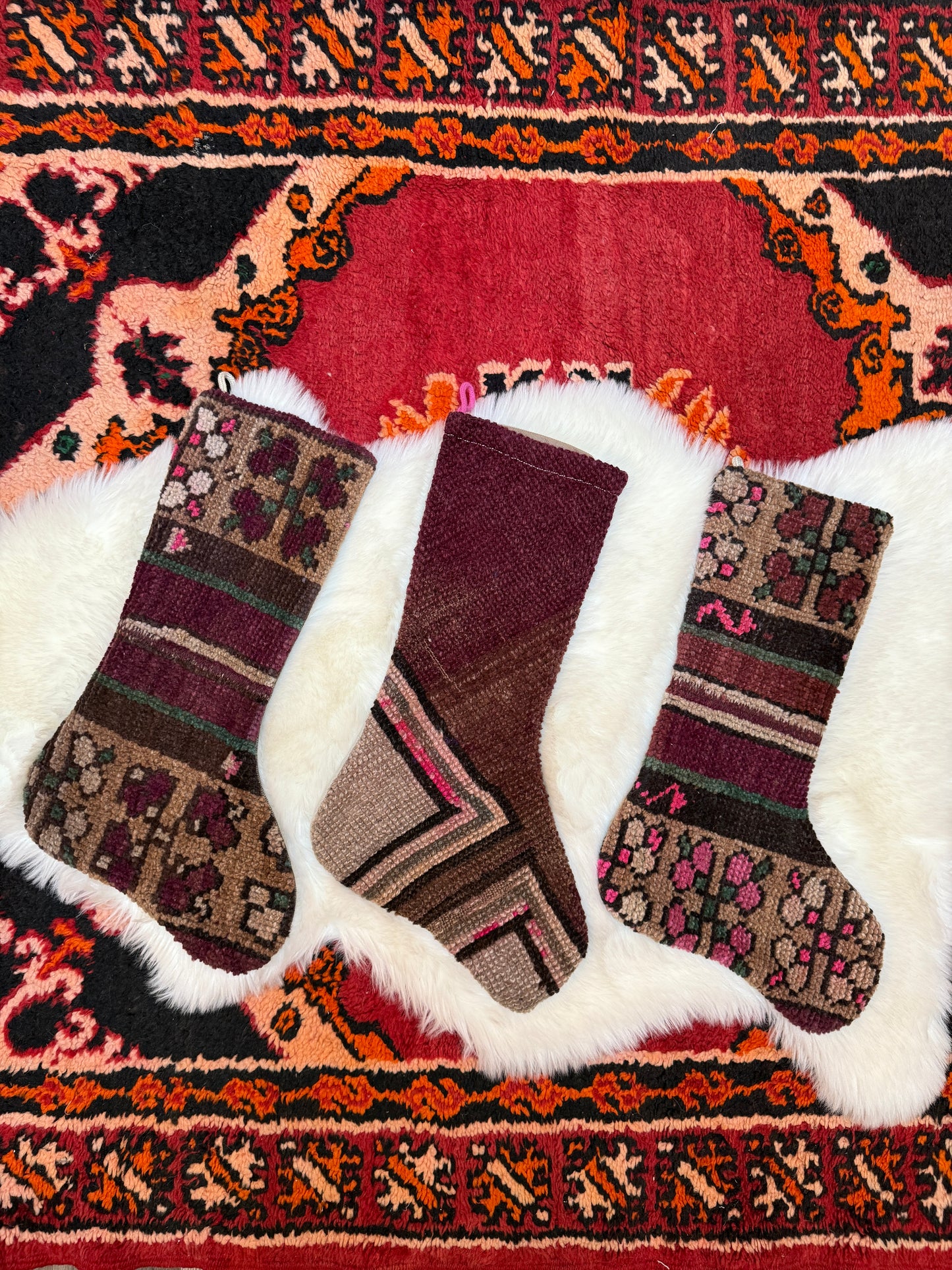 No. S237 - Vintage Turkish Rug Holiday Stocking