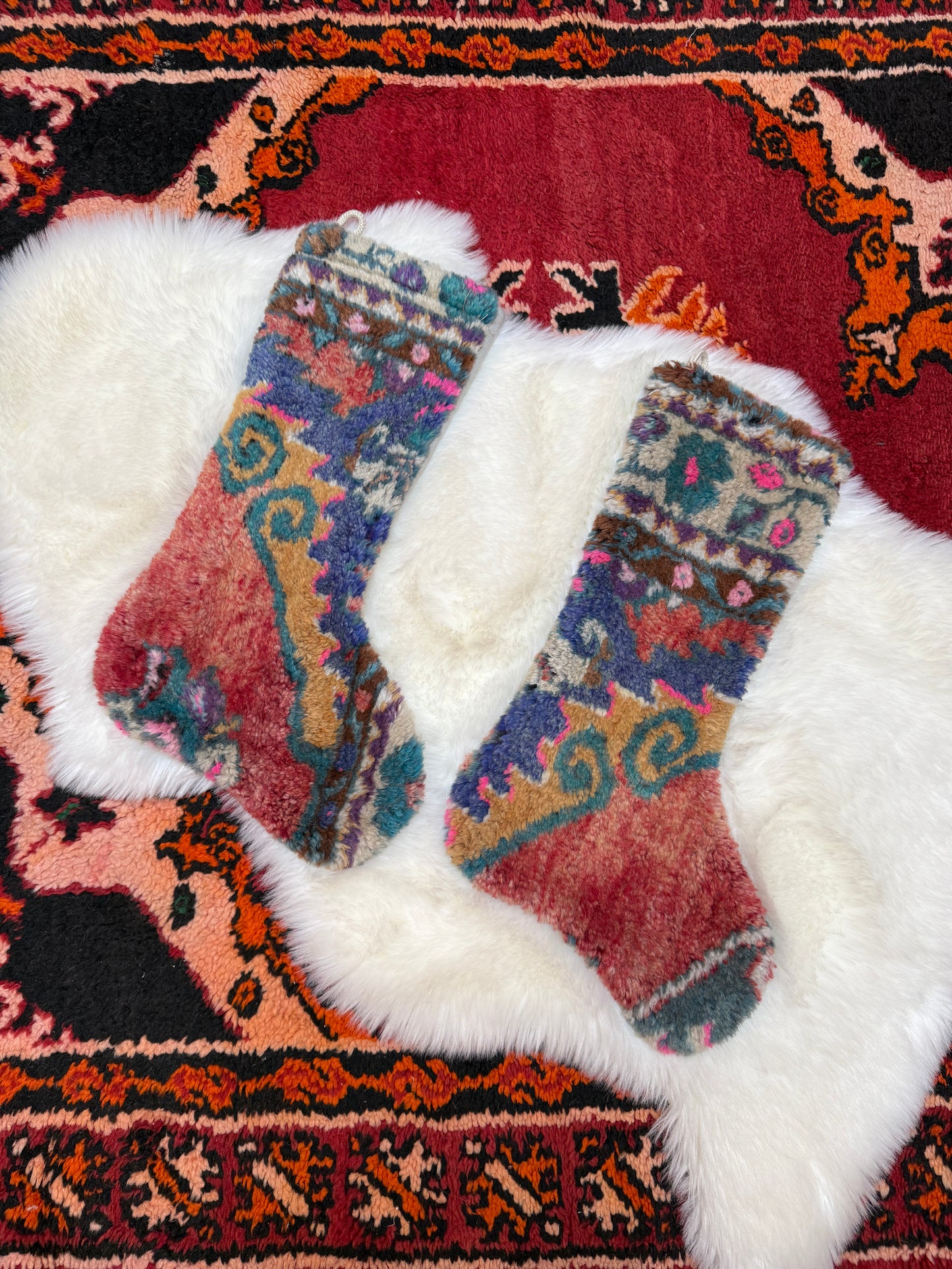 No. S248 - Vintage Turkish Rug Holiday Stocking
