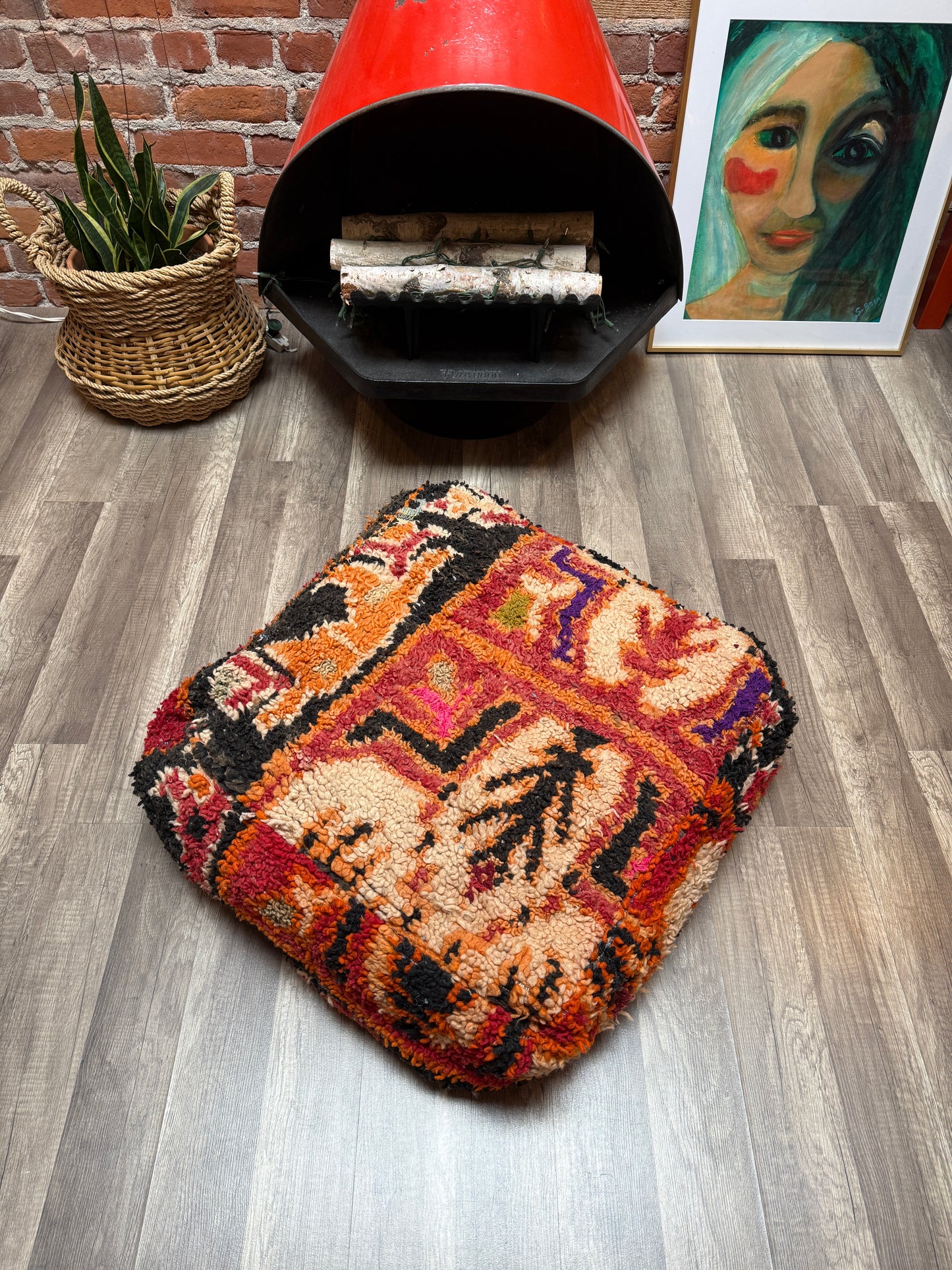 Moroccan Rug Floor Pouf / Pet Bed #366