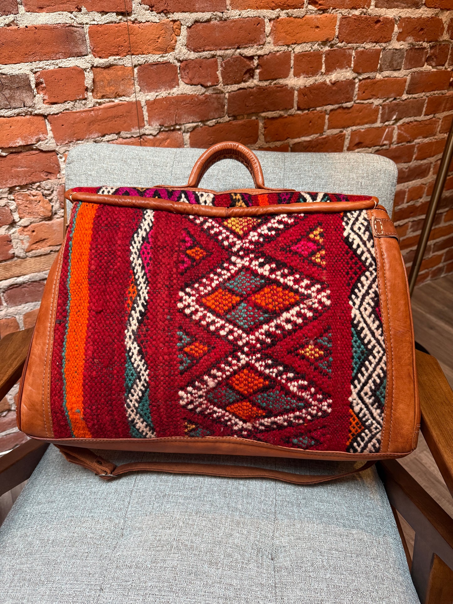 Kilim Duffle Weekend Bag | Handmade Leather Travel Bag Made in Morocco - No. BAG157