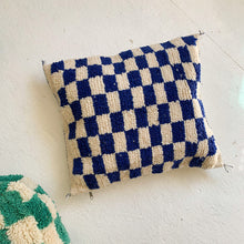 Load image into Gallery viewer, Blue Checkered Moroccan Rug Pillow Cover
