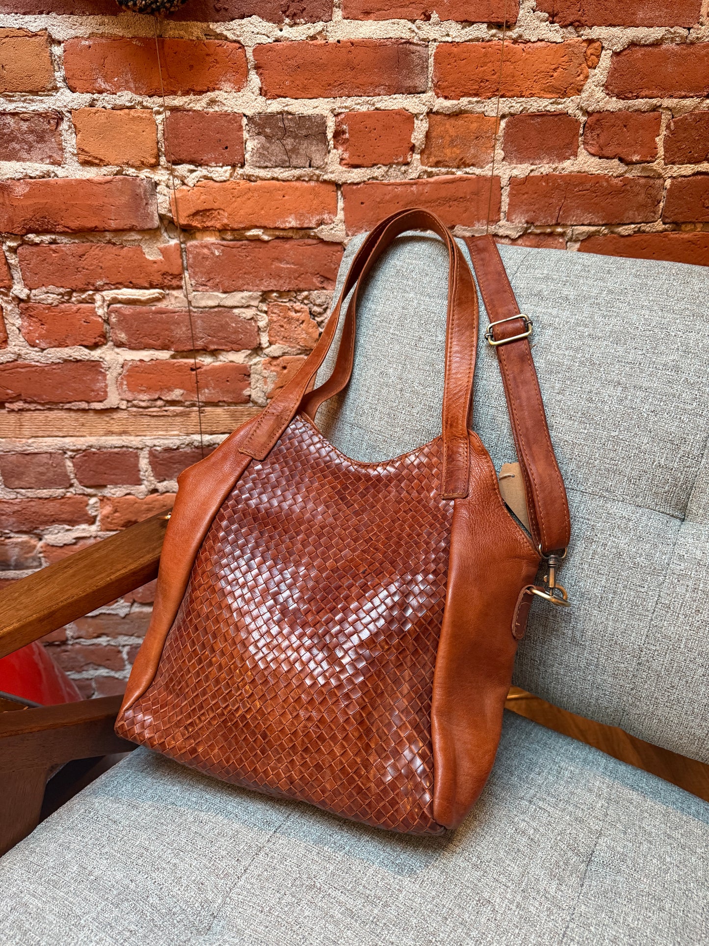 Handmade Woven Braided Leather bag Made in Morocco - No. BAG155