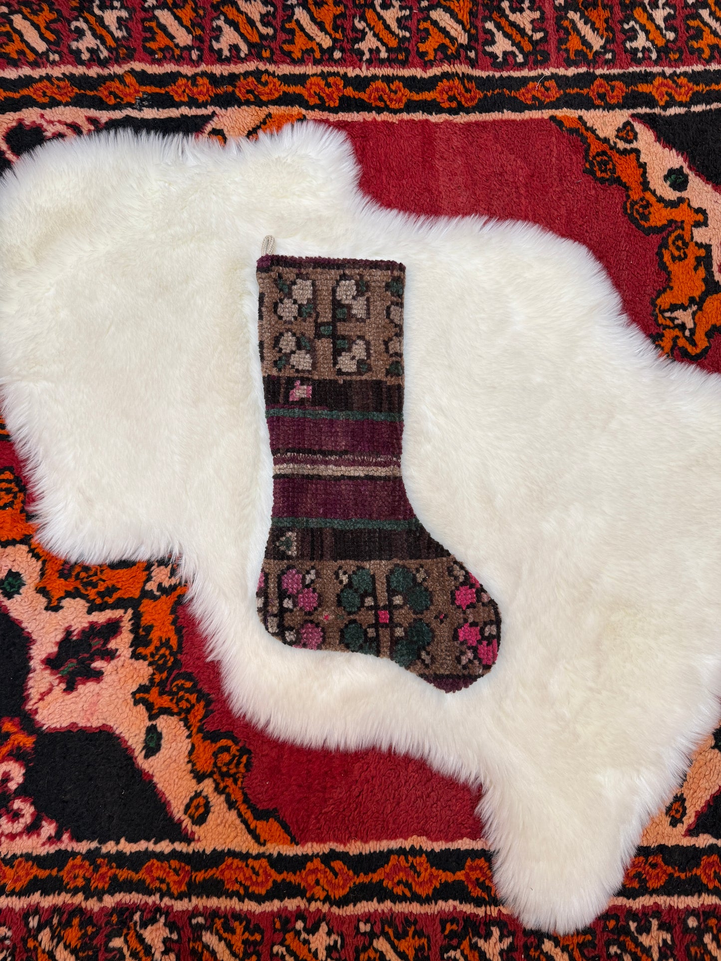 No. S239 - Vintage Turkish Rug Holiday Stocking