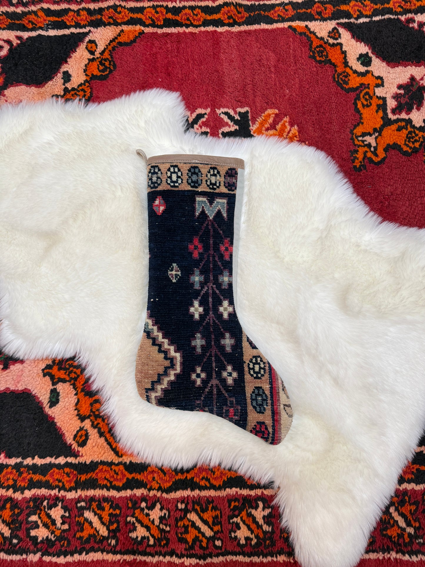 No. S241 - Vintage Turkish Rug Holiday Stocking