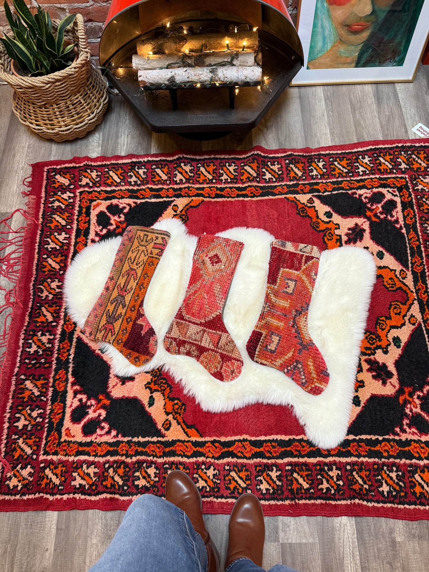 No. S234 - Vintage Turkish Rug Holiday Stocking
