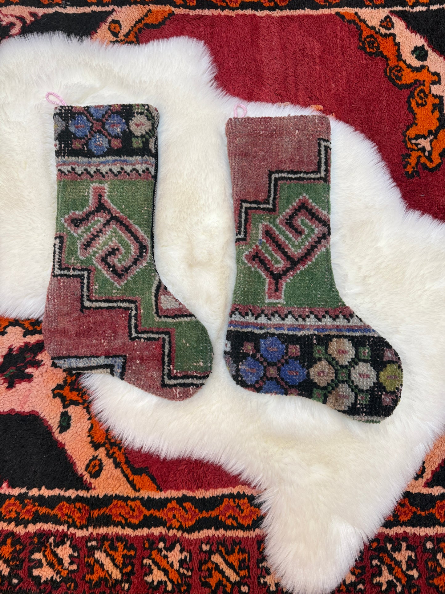 No. S223 - Vintage Turkish Rug Holiday Stocking