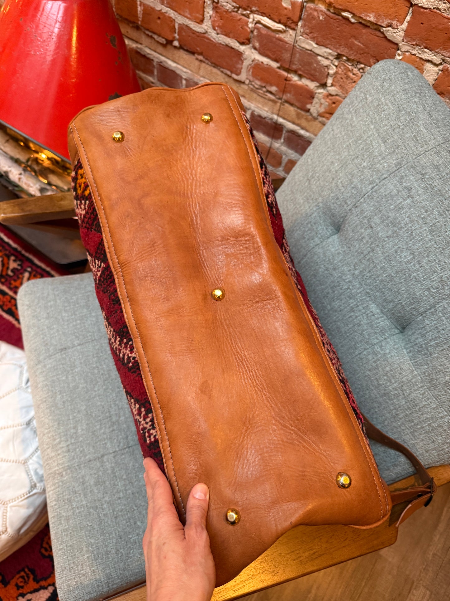 Kilim Duffle Weekend Bag | Handmade Leather Travel Bag Made in Morocco - No. BAG158