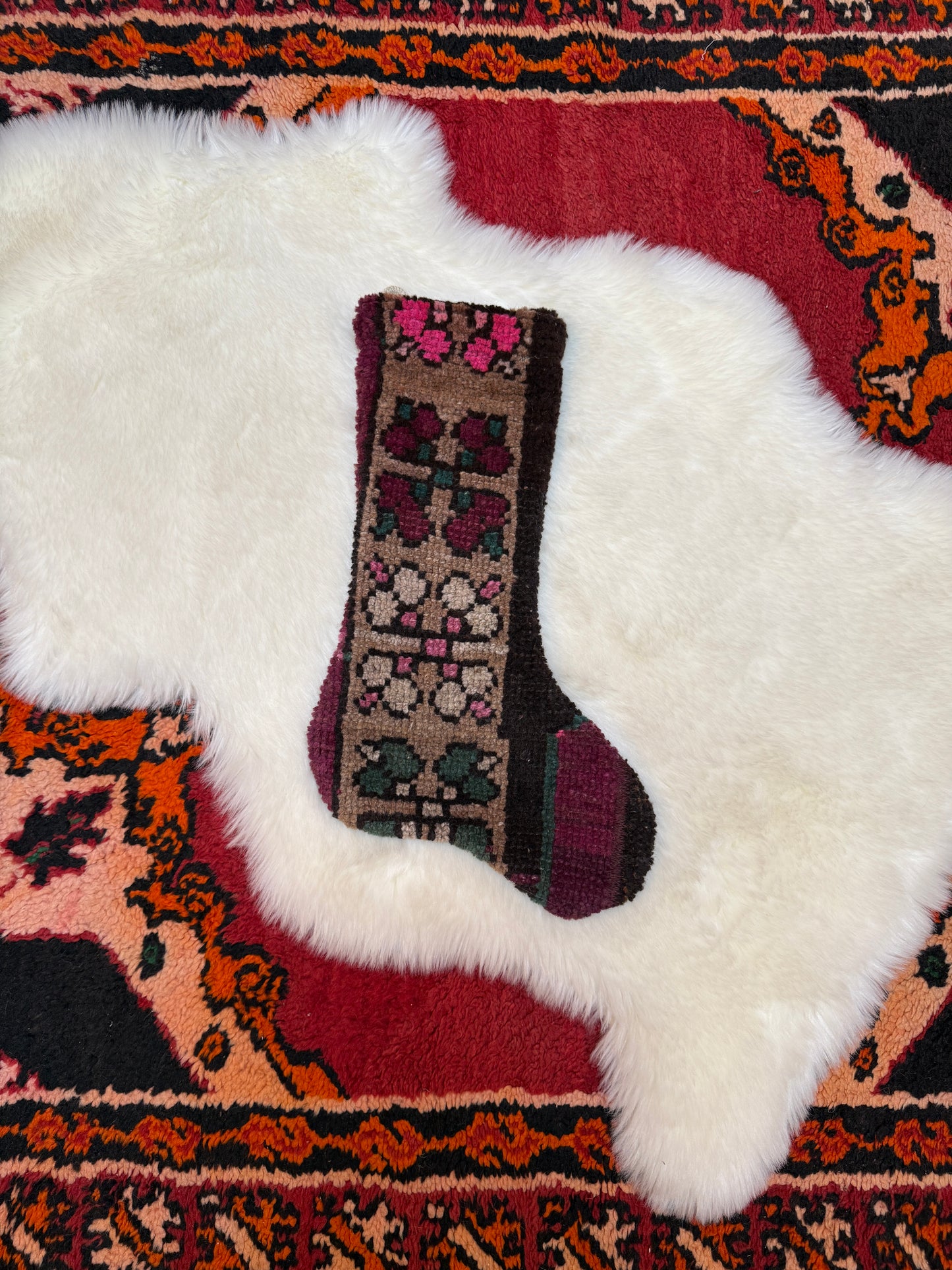 No. S238 - Vintage Turkish Rug Holiday Stocking